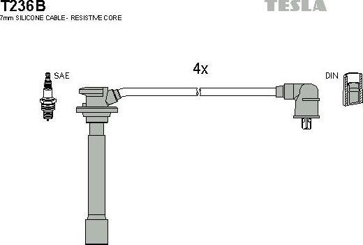 TESLA T236B - Alovlanma kabeli dəsti furqanavto.az