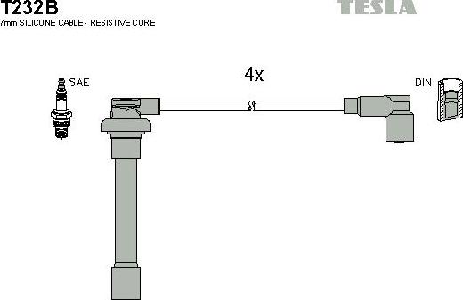 TESLA T232B - Alovlanma kabeli dəsti furqanavto.az