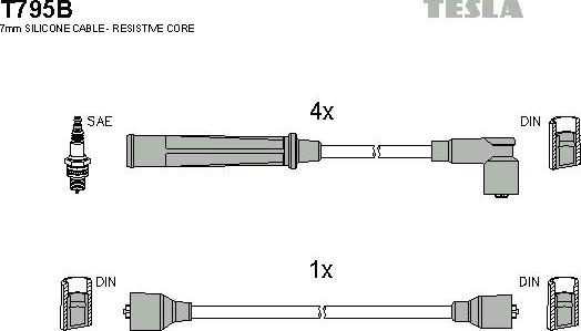 TESLA T795B - Alovlanma kabeli dəsti furqanavto.az
