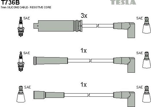 TESLA T736B - Alovlanma kabeli dəsti furqanavto.az