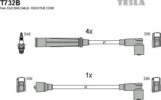 TESLA T732B - Alovlanma kabeli dəsti furqanavto.az