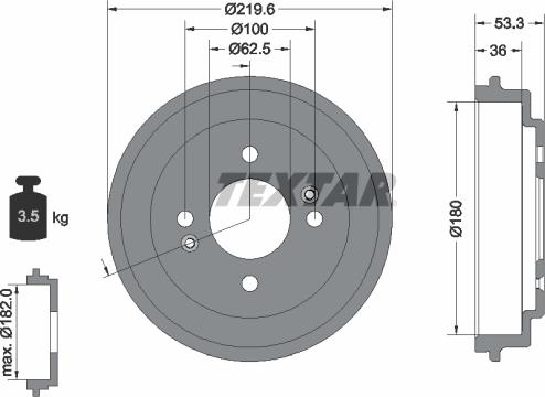 Textar 94044400 - Əyləc barabanı furqanavto.az