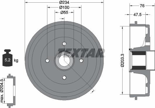 Textar 94045800 - Əyləc barabanı furqanavto.az