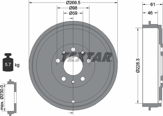 Textar 94045300 - Əyləc barabanı furqanavto.az