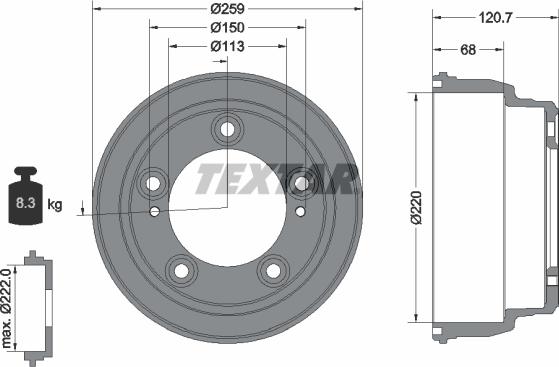 Textar 94046600 - Əyləc barabanı furqanavto.az