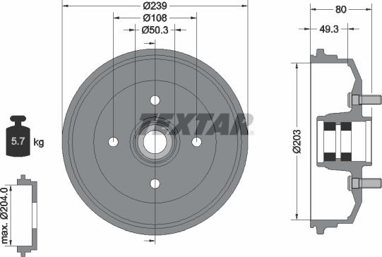 Textar 94042600 - Əyləc barabanı furqanavto.az