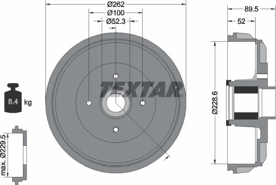 Textar 94047400 - Əyləc barabanı furqanavto.az