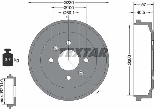 Textar 94047100 - Əyləc barabanı furqanavto.az