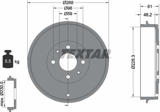 Textar 94014000 - Əyləc barabanı furqanavto.az