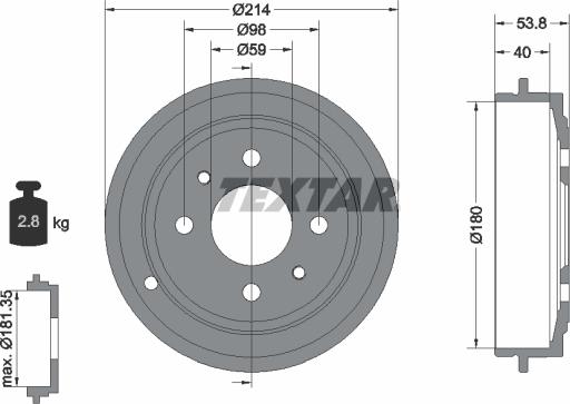 Textar 94014800 - Əyləc barabanı furqanavto.az