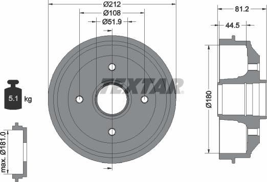 Textar 94014300 - Əyləc barabanı furqanavto.az