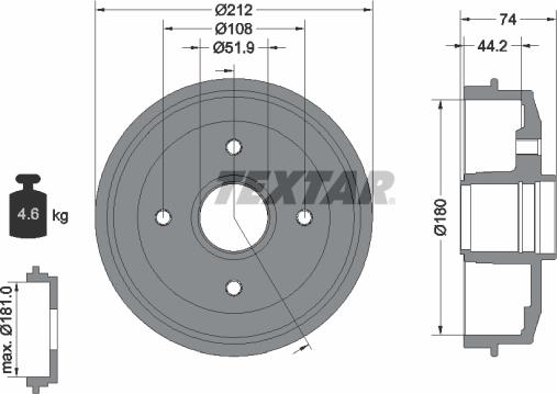 Textar 94011800 - Əyləc barabanı furqanavto.az