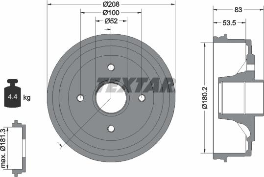 Textar 94013500 - Əyləc barabanı furqanavto.az