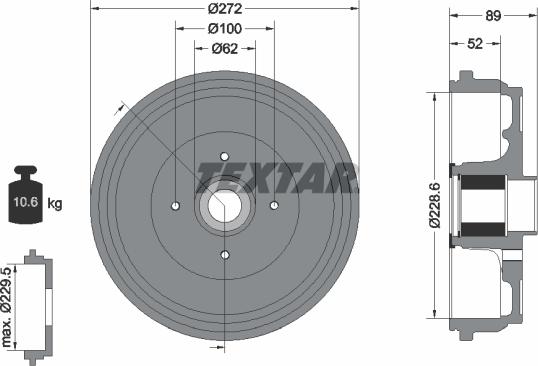 Textar 94038900 - Əyləc barabanı furqanavto.az