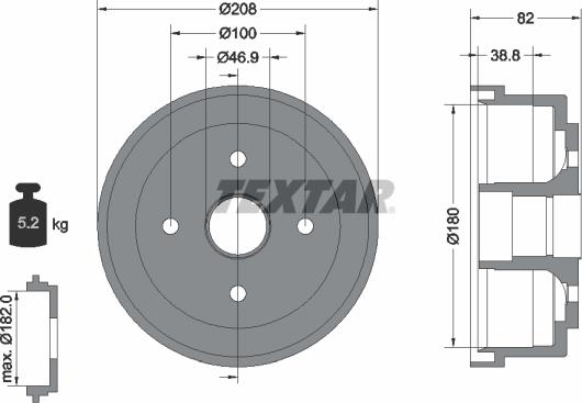 Textar 94032400 - Əyləc barabanı furqanavto.az