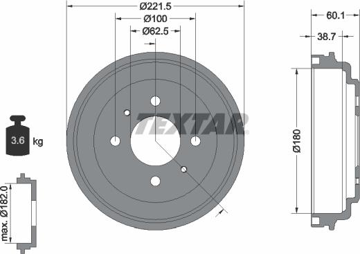 Textar 94037600 - Əyləc barabanı furqanavto.az