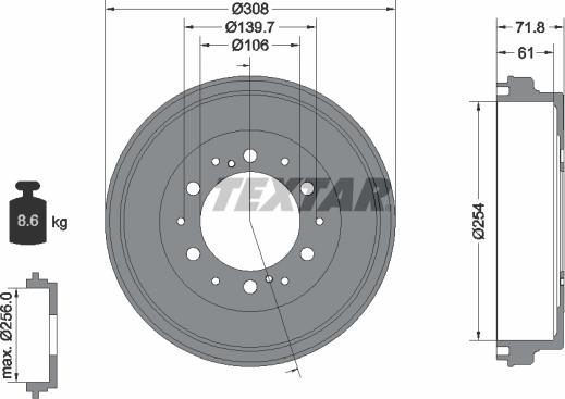 Textar 94037300 - Əyləc barabanı furqanavto.az