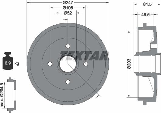 Textar 94024900 - Əyləc barabanı furqanavto.az