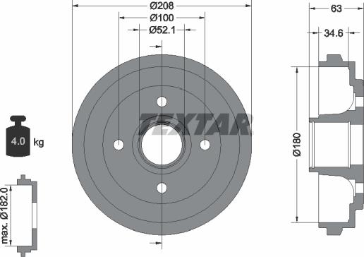 Textar 94023900 - Əyləc barabanı furqanavto.az