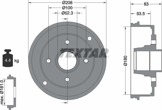 Textar 94023600 - Əyləc barabanı furqanavto.az