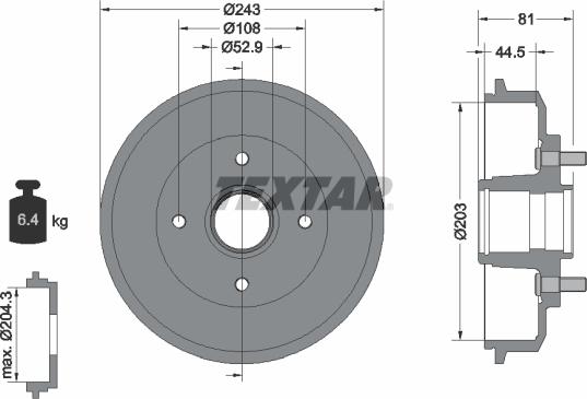 Textar 94022500 - Əyləc barabanı furqanavto.az