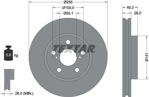 Textar 92094300 - Əyləc Diski furqanavto.az