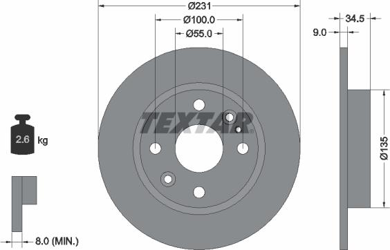 Textar 92096600 - Əyləc Diski furqanavto.az