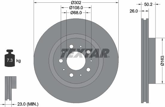 Textar 92092305 - Əyləc Diski furqanavto.az