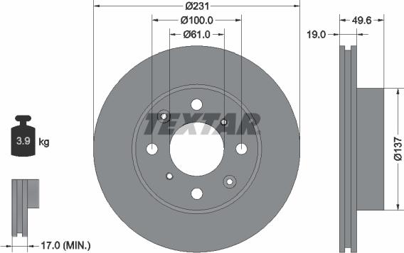 Textar 92046700 - Əyləc Diski furqanavto.az