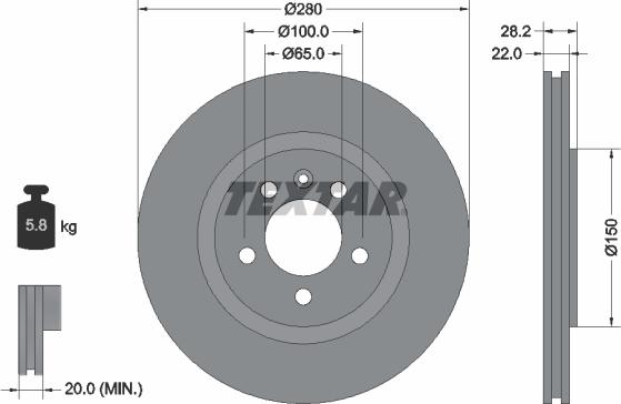 Textar 92057100 - Əyləc Diski furqanavto.az