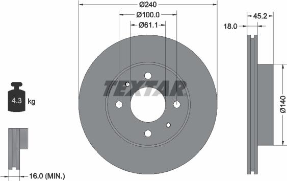 Textar 92063200 - Əyləc Diski furqanavto.az