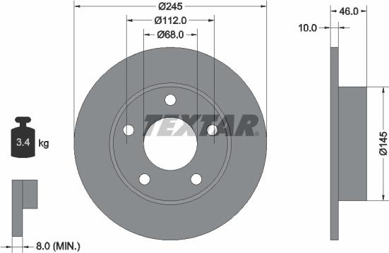 Textar 92037400 - Əyləc Diski furqanavto.az