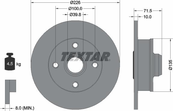 Textar 92154200 - Əyləc Diski furqanavto.az