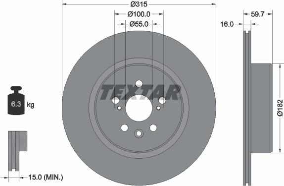 Textar 92169503 - Əyləc Diski furqanavto.az