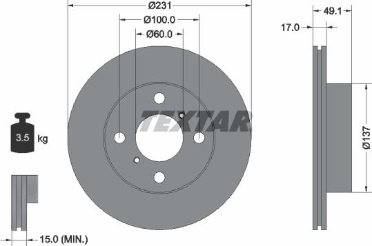 Textar 92113300 - Əyləc Diski furqanavto.az