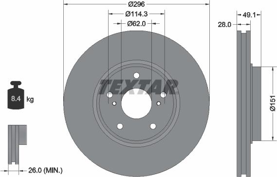 Textar 92185403 - Əyləc Diski furqanavto.az