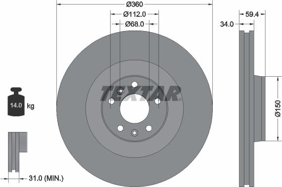 Textar 92122203 - Əyləc Diski furqanavto.az