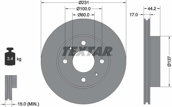 Textar 92179103 - Əyləc Diski furqanavto.az