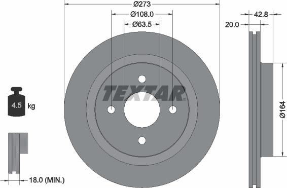 Textar 92172503 - Əyləc Diski furqanavto.az