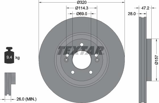 Textar 92306303 - Əyləc Diski furqanavto.az