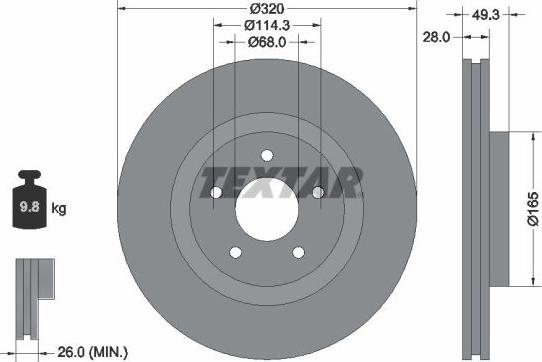 Textar 92299403 - Əyləc Diski furqanavto.az