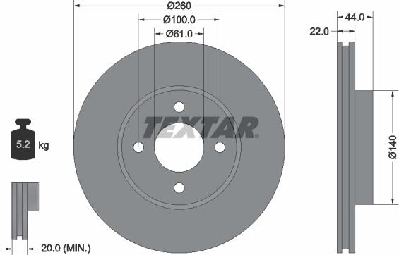 Textar 92239903 - Əyləc Diski furqanavto.az