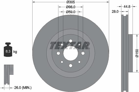 Textar 92228503 - Əyləc Diski furqanavto.az