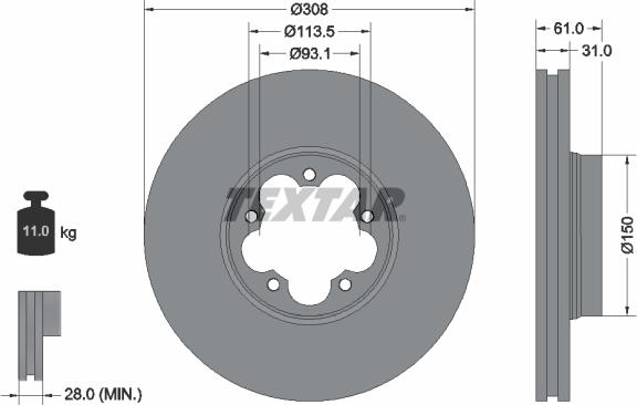 Textar 92274303 - Əyləc Diski furqanavto.az