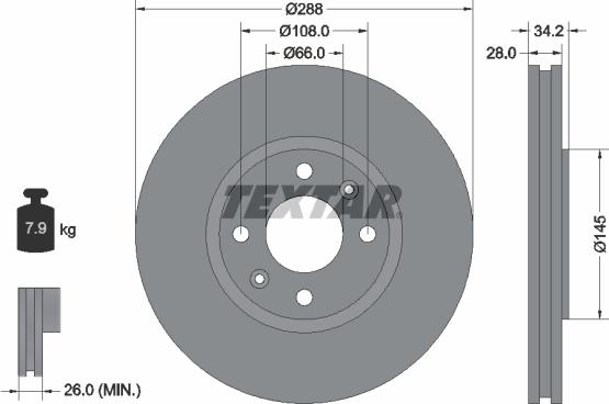 Textar 92107800 - Əyləc Diski furqanavto.az