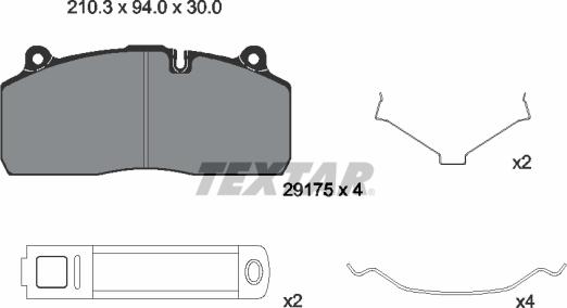 Textar 2917501 - Əyləc altlığı dəsti, əyləc diski furqanavto.az