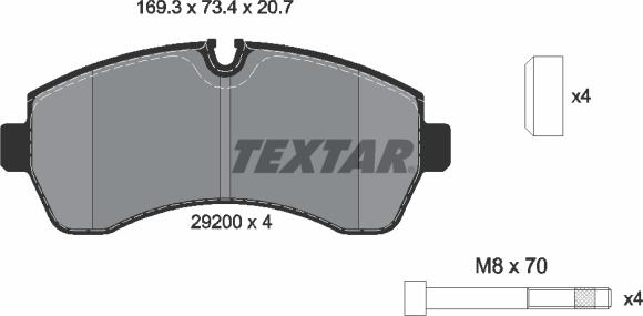 Textar 2920001 - Əyləc altlığı dəsti, əyləc diski furqanavto.az