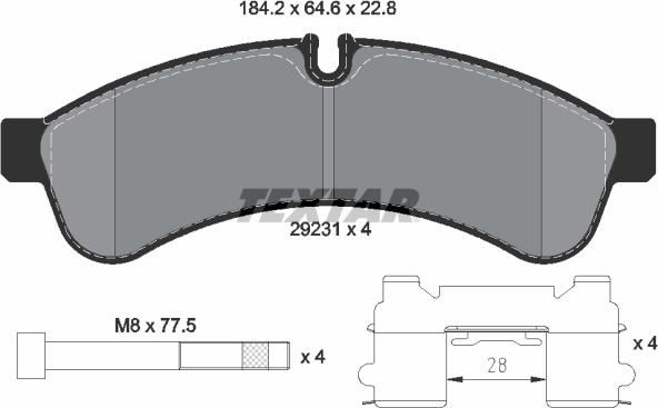 Textar 2923101 - Əyləc altlığı dəsti, əyləc diski furqanavto.az