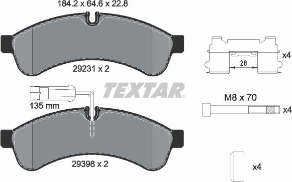 Textar 2923103 - Əyləc altlığı dəsti, əyləc diski furqanavto.az