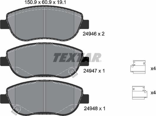 Textar 2494601 - Əyləc altlığı dəsti, əyləc diski furqanavto.az